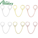 925 Silver Chain Zircon Ear Cuff Crystal Handcuff Clip On Earring