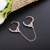 925 Silver Chain Zircon Ear Cuff Crystal Handcuff Clip On Earring