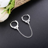 925 Silver Chain Zircon Ear Cuff Crystal Handcuff Clip On Earring