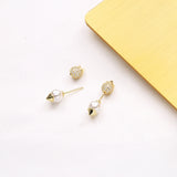 925 Silver Cake Cone Stud Earrings Zircon Pearl Women Style