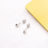 925 Silver Cake Cone Stud Earrings Zircon Pearl Women Style