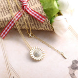 925 Sterling Silver Flower Pendant Necklace Enamel Chain For Women