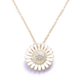 925 Sterling Silver Flower Pendant Necklace Enamel Chain For Women