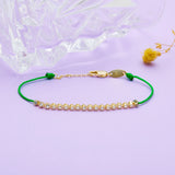Sterling Silver 925 Half Tennis Bracelet Green Rope Bohemia Style