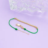 Sterling Silver 925 Half Tennis Bracelet Green Rope Bohemia Style