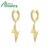 Lightning Cross Silver Earrings with Clear Zircon 18k Plated