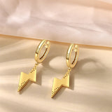 Lightning Cross Silver Earrings with Clear Zircon 18k Plated