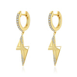 Lightning Cross Silver Earrings with Clear Zircon 18k Plated