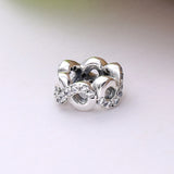 Infinity Symbol Silver Charm Bead with Clear CZ for Bracelets