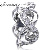 Infinity Symbol Silver Charm Bead with Clear CZ for Bracelets