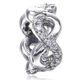Infinity Symbol Silver Charm Bead with Clear CZ for Bracelets