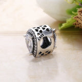 Teardrop Shape Sterling Silver Bead Charm Clear Zircon Fit Bracelet DIY