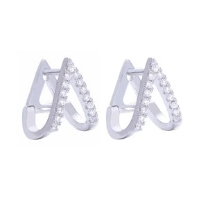 Sterling Silver Triangle Ear Cuff Micro-Pave Punk Rock Single Earring Cuff