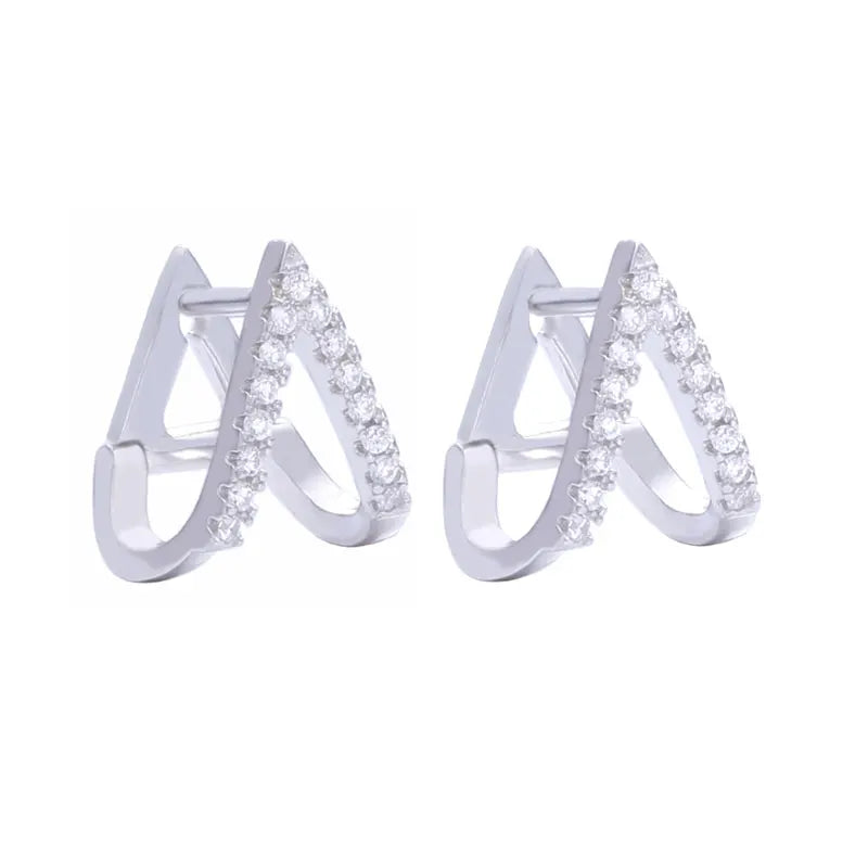 Sterling Silver Triangle Ear Cuff Micro-Pave Punk Rock Single Earring Cuff