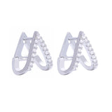 Sterling Silver Triangle Ear Cuff Micro-Pave Punk Rock Single Earring Cuff