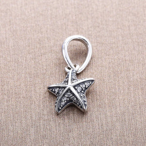 Tropical Sea Starfish 925 Silver Pendant Dangle with CZ Bracelet Jewelry