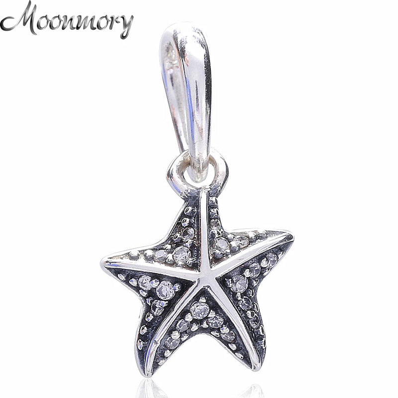 Tropical Sea Starfish 925 Silver Pendant Dangle with CZ Bracelet Jewelry