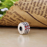 925 Sterling Silver Burst of Love Heart Enamel Clip Bead