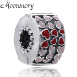 925 Sterling Silver Burst of Love Heart Enamel Clip Bead