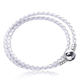 Double Woven Leather Wedding Bracelet, 925 Sterling Silver Clasp Bracelet