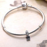 925 Silver Pendant Charm with Pink Zircon for Bracelet DIY Jewelry