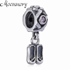 925 Silver Pendant Charm with Pink Zircon for Bracelet DIY Jewelry