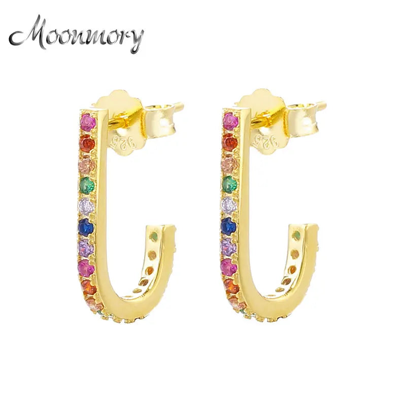 Moonnory Letter J Crystal Wedding Earrings