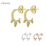 Moonnory 925 Silver Cactus Stud Earrings CZ Zircon Women Jewelry