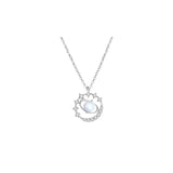 Moonstone 925 Silver Necklace Women Planet Zircon Pendant Chain Jewelry