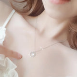Moonstone 925 Silver Necklace Women Planet Zircon Pendant Chain Jewelry