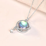 Moonstone 925 Silver Necklace Dream Planet Zircon Chain Jewelry