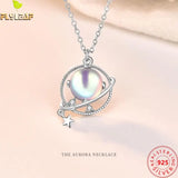 Moonstone 925 Silver Necklace Dream Planet Zircon Chain Jewelry