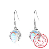 Moonstone 925 Silver Colorful Stone Dangle Earrings Vintage Jewelry