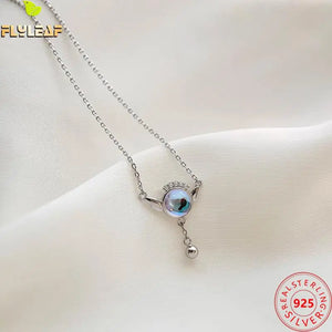 Moonstone Little Angel Wing 925 Silver Necklace Women Jewelry