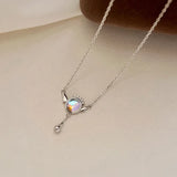 Moonstone Little Angel Wing 925 Silver Necklace Women Jewelry