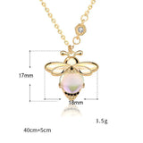 Moonstone Moon Bee 925 Sterling Silver Necklace Zircon Chain Fine Jewelry