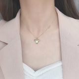 Moonstone Moon Bee 925 Sterling Silver Necklace Zircon Chain Fine Jewelry