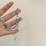 Moonstone Zircon Crystal Choker Neck Clavicle Chain Fine Jewelry