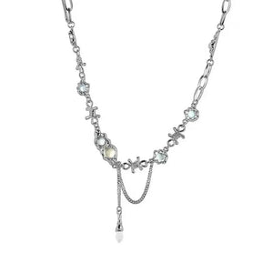 Moonstone Zircon Crystal Choker Neck Clavicle Chain Fine Jewelry