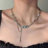 Moonstone Zircon Crystal Choker Neck Clavicle Chain Fine Jewelry
