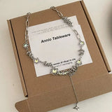 Moonstone Zircon Crystal Choker Neck Clavicle Chain Fine Jewelry