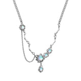 Moonstone Zircon Crystal Choker Neck Clavicle Chain Fine Jewelry