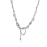 Moonstone Zircon Crystal Choker Neck Clavicle Chain Fine Jewelry