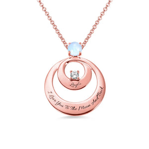 Moonstone Pendant Birthstone Necklace Engraved Words Jewelry