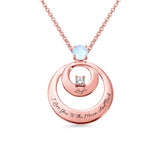 Moonstone Pendant Birthstone Necklace Engraved Words Jewelry