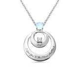 Moonstone Pendant Birthstone Necklace Engraved Words Jewelry