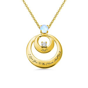 Moonstone Pendant Birthstone Necklace Engraved Words Jewelry