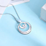 Moonstone Pendant Birthstone Necklace Engraved Words Jewelry