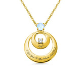 Moonstone Pendant Birthstone Necklace Engraved Words Jewelry