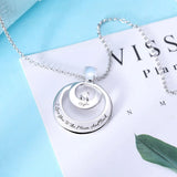 Moonstone Pendant Birthstone Necklace Engraved Words Jewelry